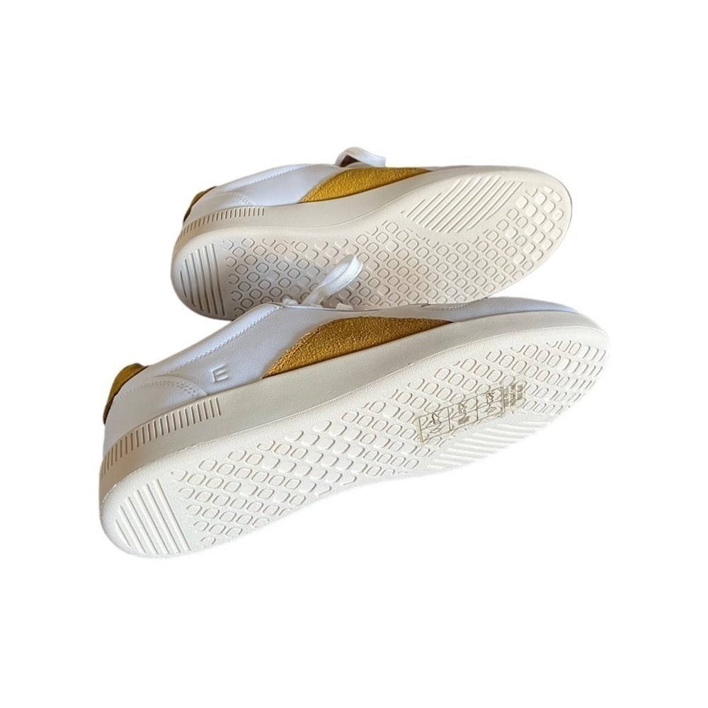 NWOB The ReLeather Court Sneaker White Mustard F9/M7 - Picture 9 of 10